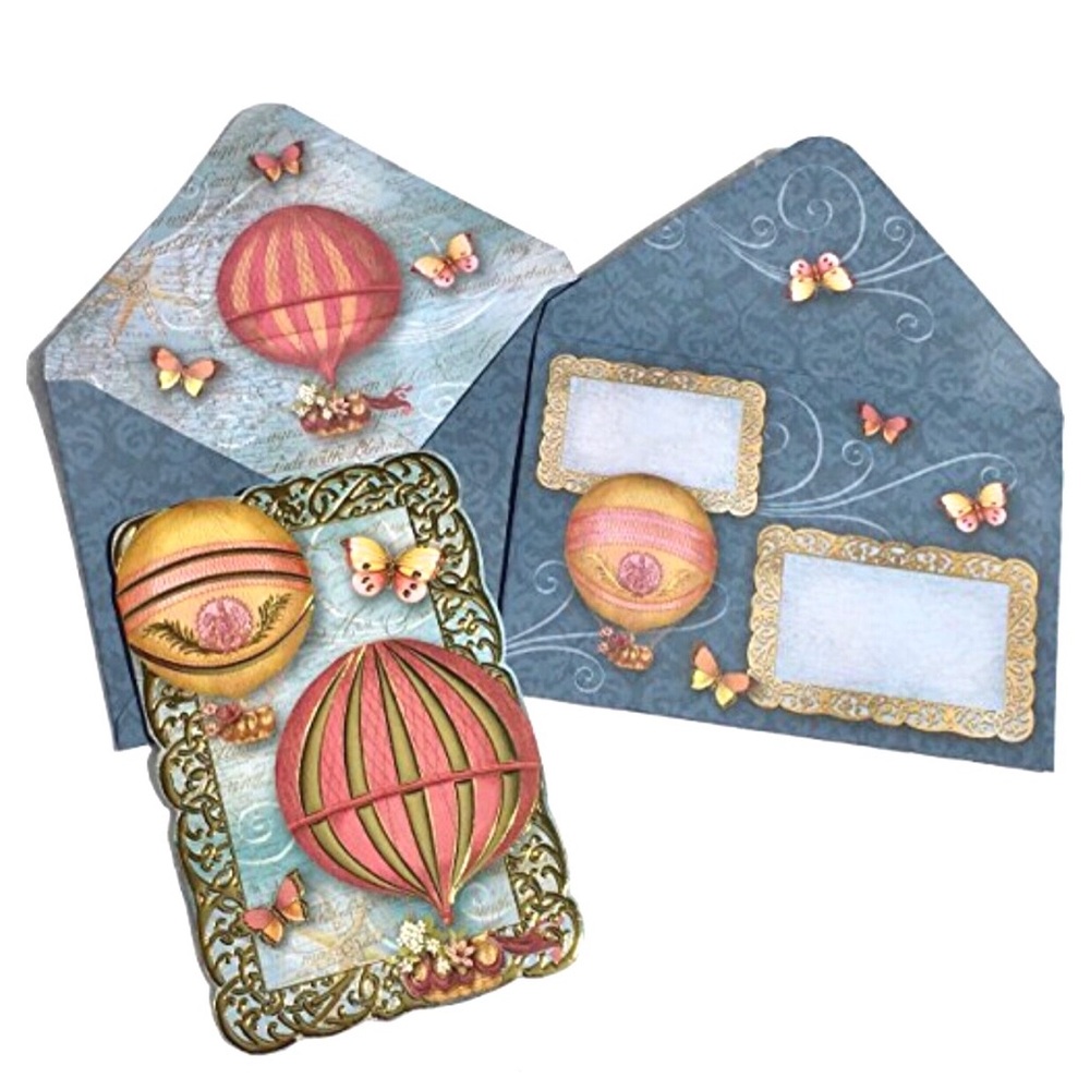 Punch Studio Single Embellished Die-Cut Fancy Cards ~ Hot Air Balloon (61530)